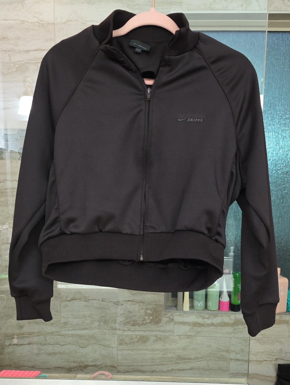 Nike SKIMS Black Cropped Bomber Jacket